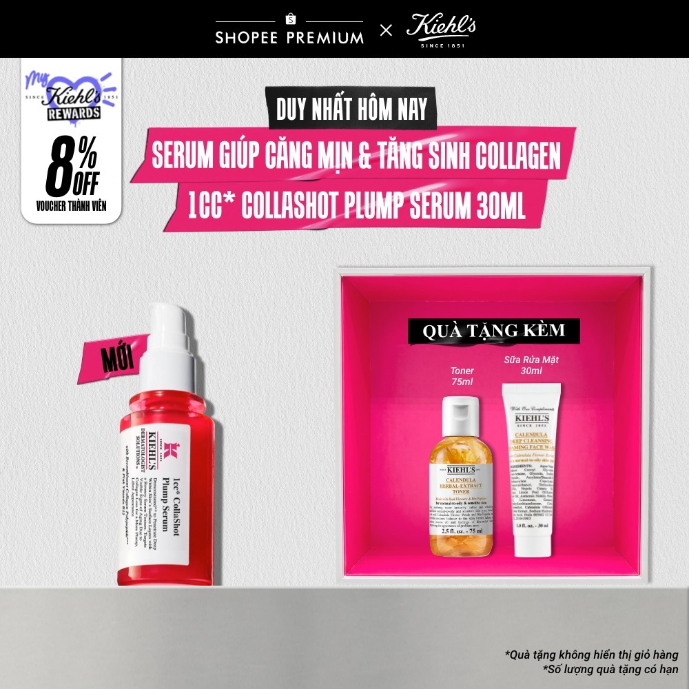 Serum giúp da căng mịn & tăng sinh collagen Kiehl’s 1cc CollaShot Plump Serum 30ml
