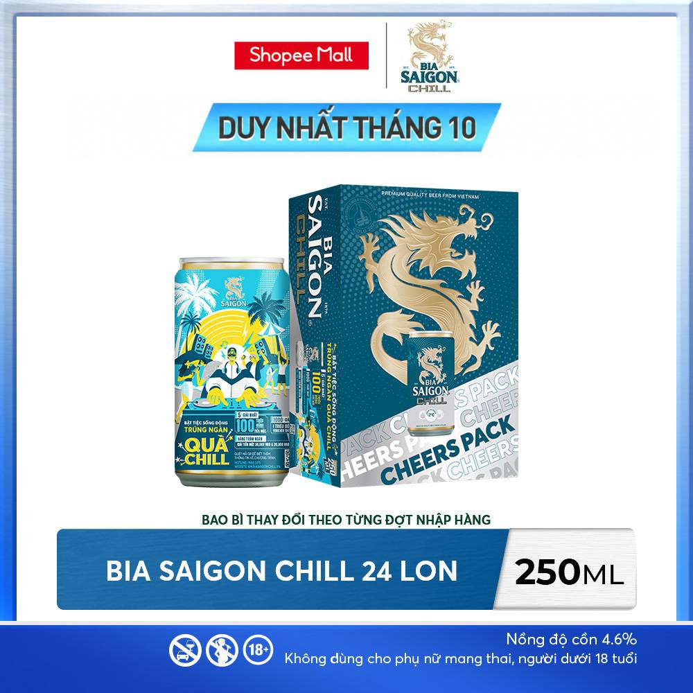 Nồng độ cồn 4.6% - Thùng 24 Bia Saigon Chill 250ml