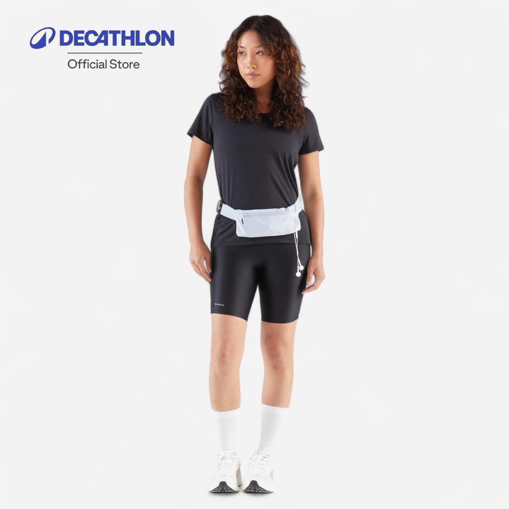 Đai chạy bộ Decathlon có túi 2 ngăn Túi thắt lưng Kiprun có thể giữ điện thoại thông minh cơ bản 2-Grey