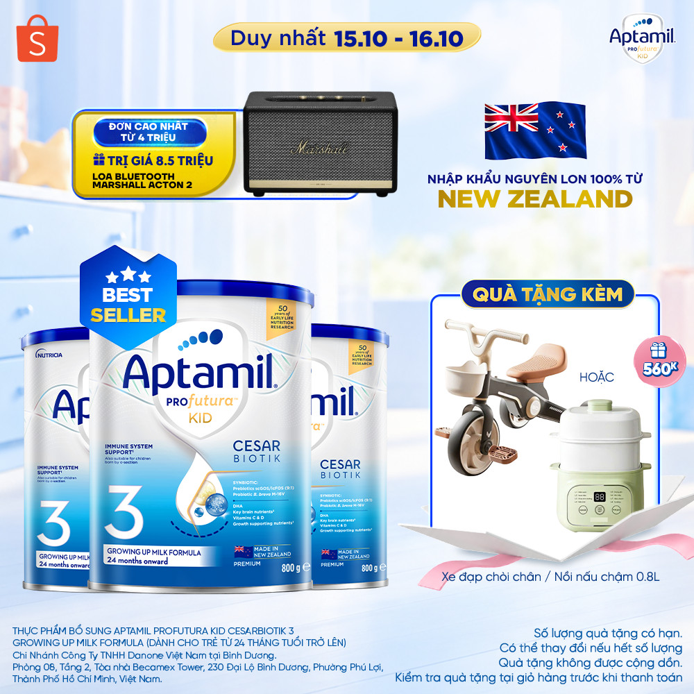 [MUA KÈM DEAL SỐC] CB3 Sữa bột Aptamil Kid Cesarbiotik New Zealand số 3 - Synbiotic đặc chế