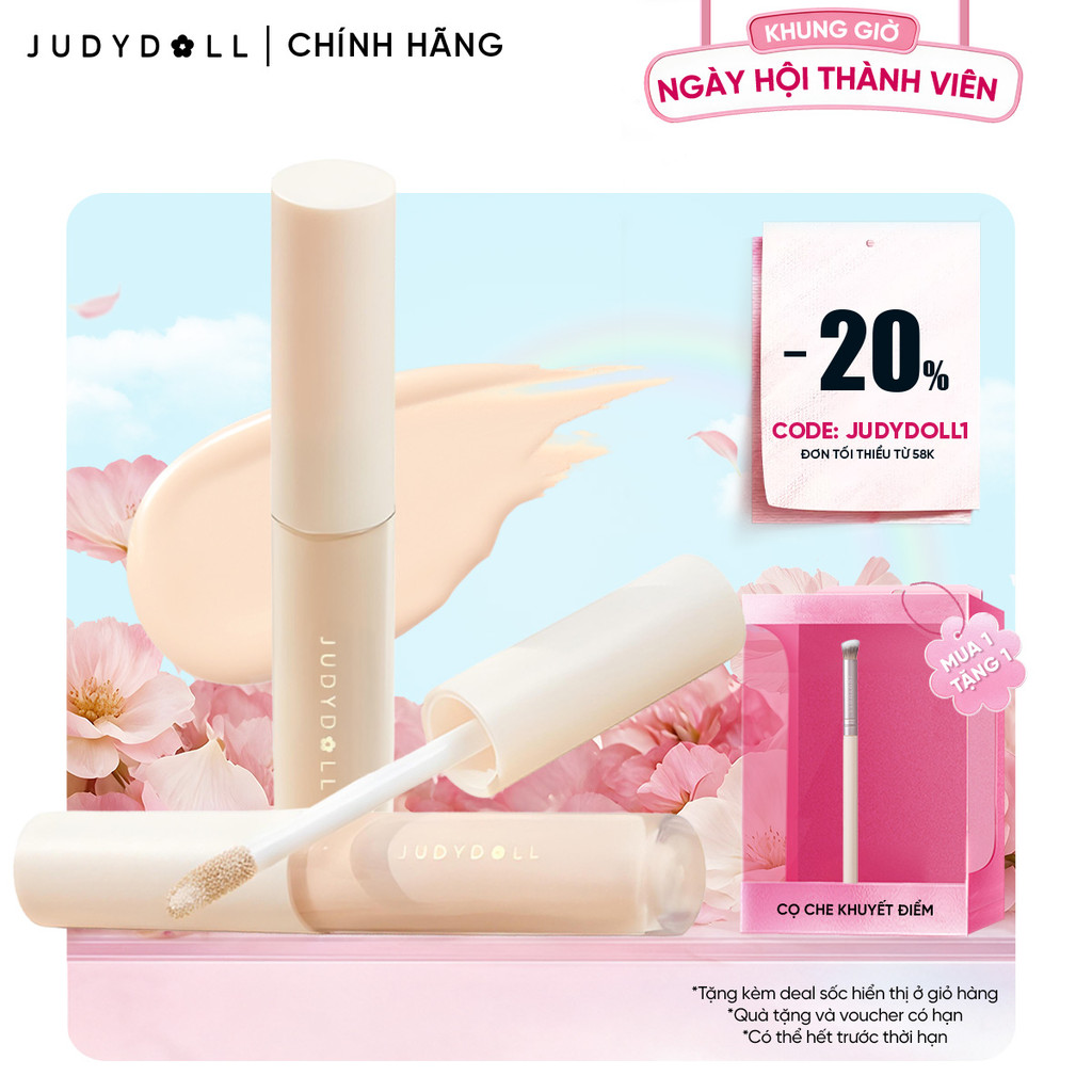 JUDYDOLL Kem che khuyết điểm Traceless Cloud-Touch Concealer Không cakey Tiệp da Lâu trôi 3.2g