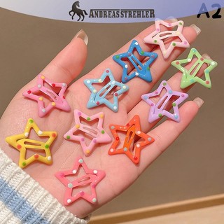 Onetimingfine 10 Cái / bộ Ngôi Sao Đầy Màu Sắc Dễ Thương Pentagram Y2k Ngôi Sao Năm Cánh Bobby Snap Kẹp Phụ Kiện Tóc VN