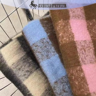 Onetimingfine Kẻ Sọc Khăn Checkerboard Khăn Mềm Mại Nữ Mùa Đông Ấm Áp Kép Sử Dụng Khăn Choàng Dài Vintage Dày Khăn Viền VN