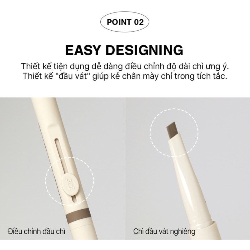 Bút Kẻ Mày Thiết Kế Dễ Sử Dụng 3CE Easy Brow ​Designing Pencil