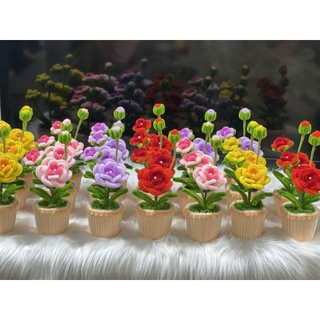 [Thành phẩm] Chậu Hoa Kẽm Nhung mini Thủ công Handmade - Làm Quà tặng - Decor Trang trí nhà cửa, bàn học, bàn làm việc