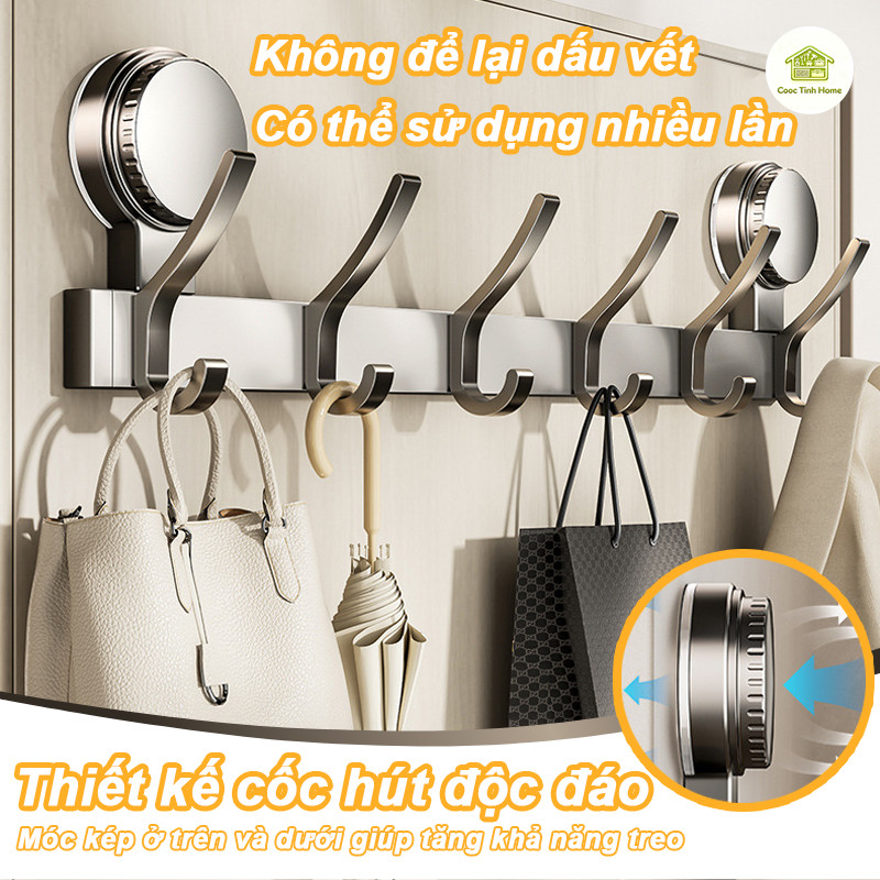 Thanh Móc Treo Đồ Hút Chân Không – Giá Treo Nhôm Chịu Lực, Không Khoan Dán Tường Nhà Tắm Nhà Bếp Đa Năng