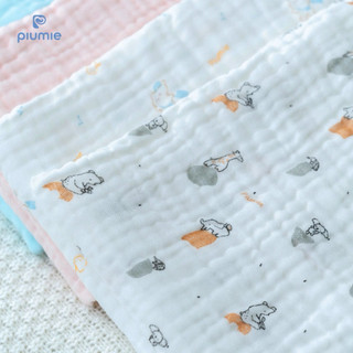 Piumie Khăn đa năng muslin nhăn Piu Cloud 6 lớp, dệt từ 100% cotton muslin cao cấp, mỏng nhẹ, thoáng khí, thấm hút tốt