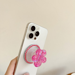 Diamone 3d Hoa Nhấp Nháy Tròn Giá Đỡ Điện Thoại Từ Tính Cho IPhone 16 15 14 13 12 Pro Max 14 Plus Có Thể Gập Lại Vòng Cầm Co Giãn Để Bàn Đứng P4