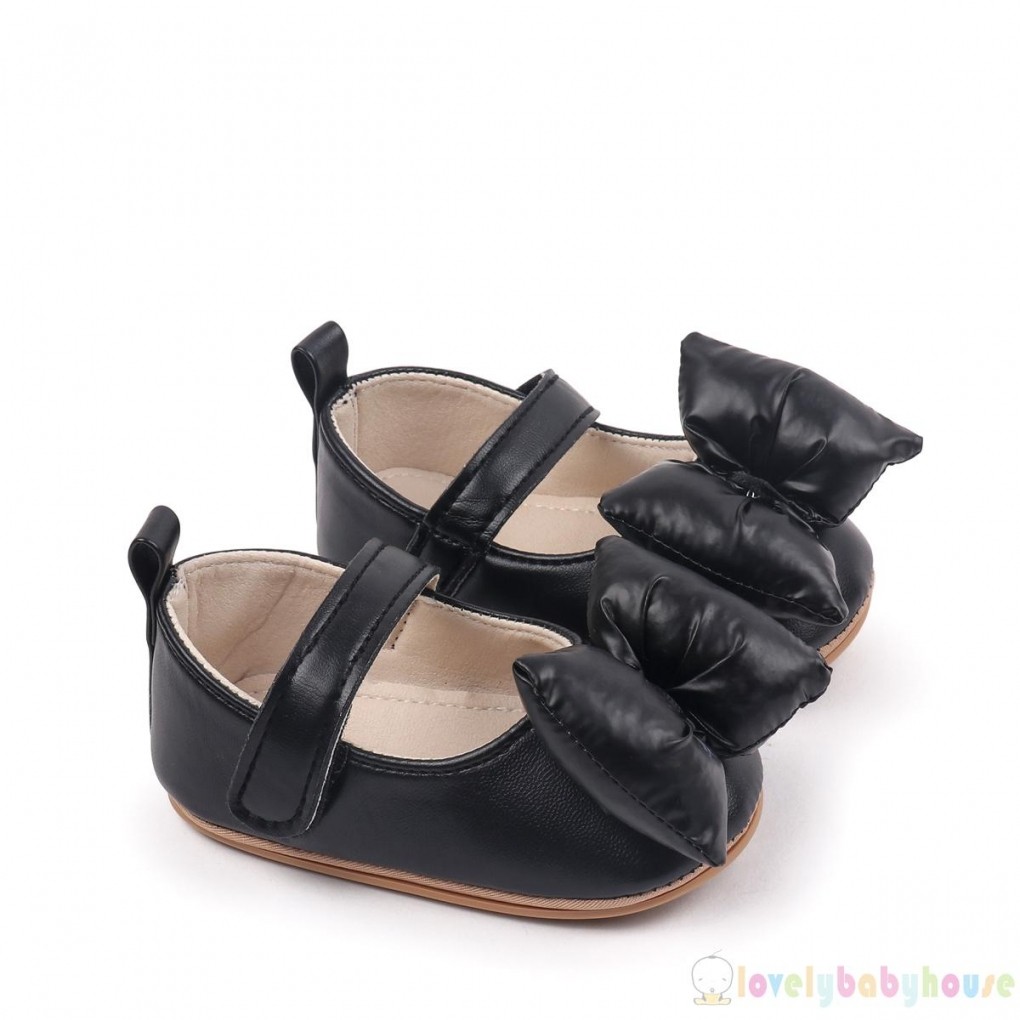 LBH-Baby Girls Mềm Da PU Nơ Chống Trơn Trượt Đáy Giày Công Chúa Walker Đầu Tiên