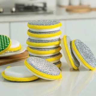 [Viền vàng] Miếng rửa chén bát, cọ xoong nồi hình tròn, 2 mặt 2 công dụng - tiện dụng, siêu bền