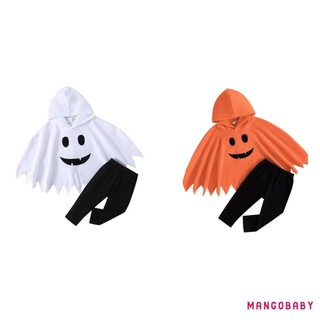 MG-Toddler Bé Gái Bé Trai Mùa Thu Trang Phục Ma Mỉm Cười In Hình Áo Khoác Và Quần Dài 2 Bộ Quần Áo Halloween
