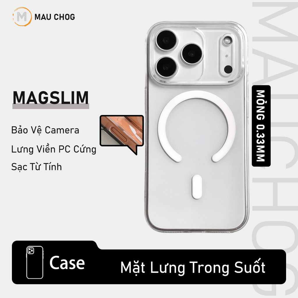 Ốp Siêu Mỏng Trong Suốt Chống Ố Vàng Sạc Không Dây Cho Điện Thoại iPhone 17 Pro Max 16 15 14 13