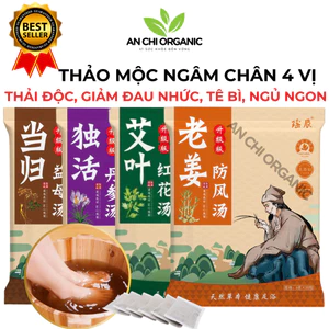 Bột Ngâm Chân Thảo Mộc Ngải Cứu, Gừng Thải Độc Giữ Ấm Giảm Đau Xương Khớp Giảm Hôi Chân (Bịch 30 túi lọc) An Chi Organic