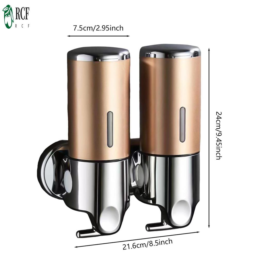 No-Drill 2 Buồng Xà Phòng Treo Tường Phòng Tắm Nước Rửa Tay Cho Gel Chất Lỏng Nước Rửa Tay