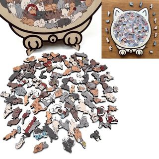 [Vận chuyển nhanh] Câu đố hình mèo Morandi CORESSPACE, đồ trang trí Macaron, 135 mảnh, có khung hình mèo