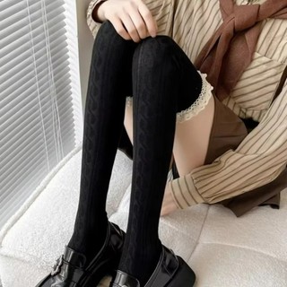 Tất NICOLOO Gothic, Tất Dài Chất Liệu Cotton Tất Đầu Gối, Ren Gợi Cảm Ấm Áp JK Quần Nữ Bé Gái