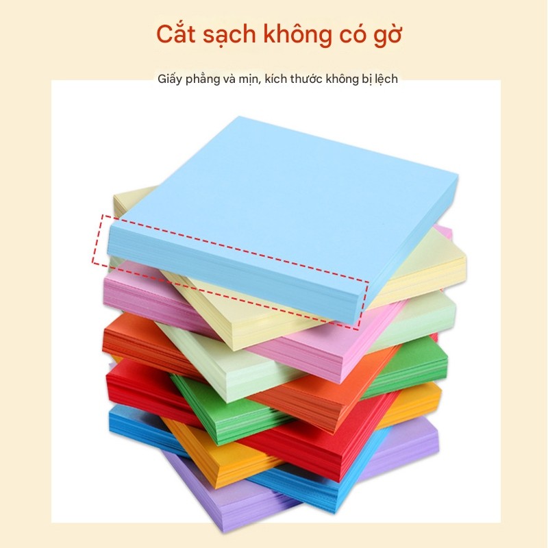 M6B8 Giấy màu 160 gsm gấp hoa, origami, in ấn ( 10 màu tổng 100 tờ) nhiều kích thước MALAN