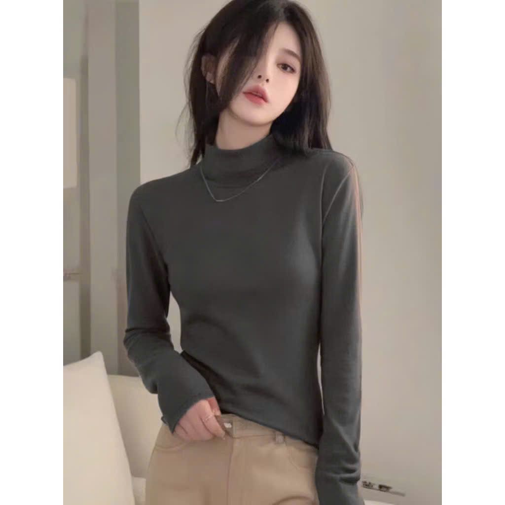 Áo giữ nhiệt nữ dài tay, lót nỉ mềm, co giãn 4 chiều, cổ cao 3 phân, giữ ấm hiệu quả. (Kèm ảnh thật)- quanaounisex
