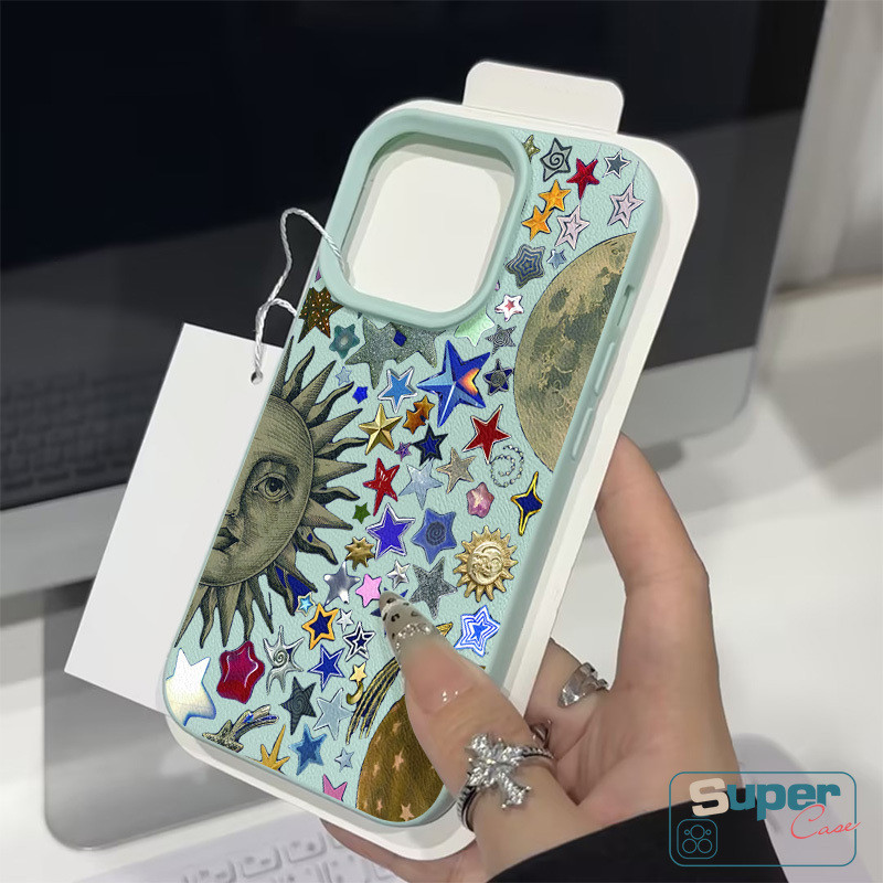 Ốp Lưng Tương Thích Cho IPhone 15 16 11 17 13 14 12 Pro Max 16 13 15 17 12 14 Pro 16 14 14 15 Plus XR X XS Max Thời Trang Mặt Trời Sang Trọng Mặt Trăng Nhiều Màu Sắc Ngôi Sao Bìa Mềm