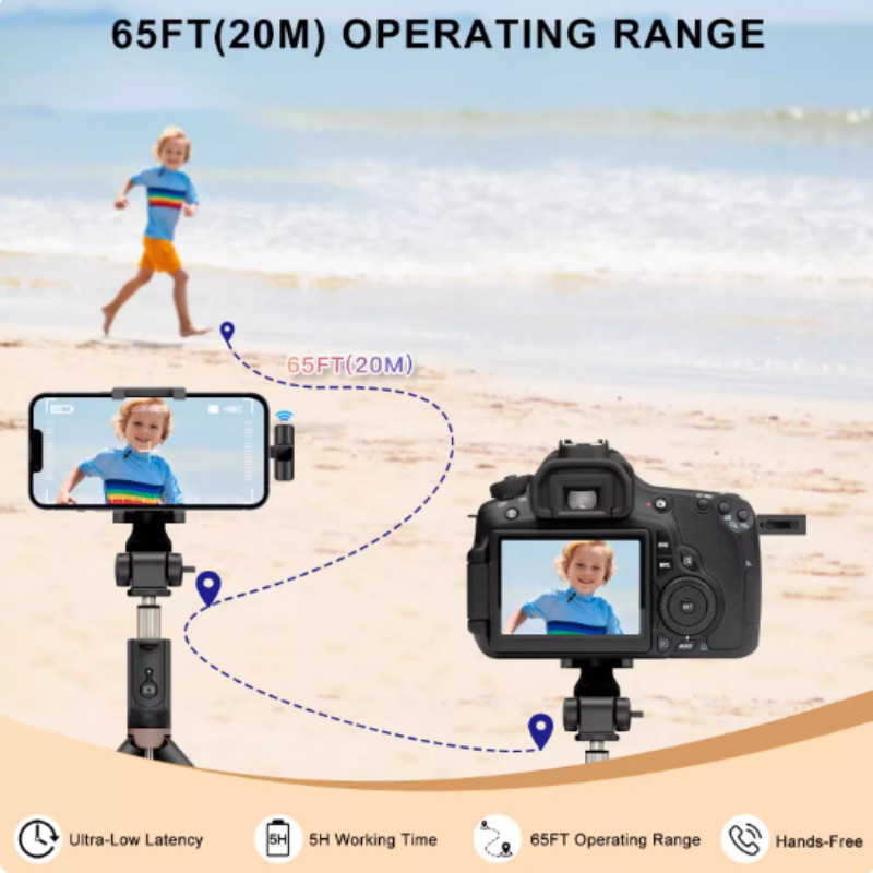 Micro Thu Âm Không Dây,Mic thu âm không dây cài áo lọc tiếng ồn model K9,Khoảng cách thu âm xa,Hỗ trợ điện thoại di động
