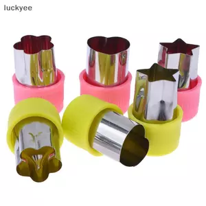 Luckyew 3 Cái / bộ Ngôi Sao Trái Tim Hoa Hình Hoa Rau Cắt Tay Cầm Nhựa Di Động Thép Không Gỉ Cắt Trái Cây Tiện Ích Nhà Bếp TQ