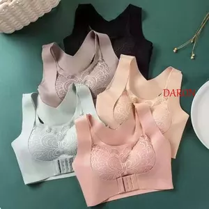 DARON Liền Mạch Đẩy Lên Áo Ngực Quần Lót Áo Nữ Quần Lót Thể Thao Màu Trơn Bướm Full Cup Không Vòng Thép Làm Đẹp Mặt Sau Miếng Lót Ngực Cho Bé Gái Camisoles Áo Ngực Đóng Trước