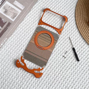 Ốp Điện Thoại Khung Kim Loại Sang Trọng Để Sạc Cho iPhone 17 16 15 Pro Max Ốp Lưng Chống Sốc Kết Cấu Sợi Carbon Funda