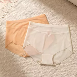 Quần lót lụa băng nữ WEETW, Quần lót thoáng khí bằng lụa băng liền mạch Quần lót liền mạch, Đồ lót không dấu vết liền mạch mềm mại Đồ lót tam giác vô hình dành cho nữ