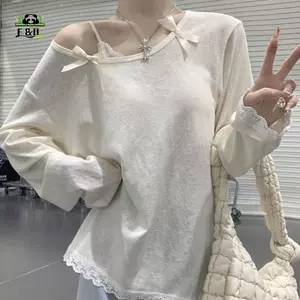Áo thun mỏng tay hở vai ngọt ngào mùa hè dành cho nữ EMKK