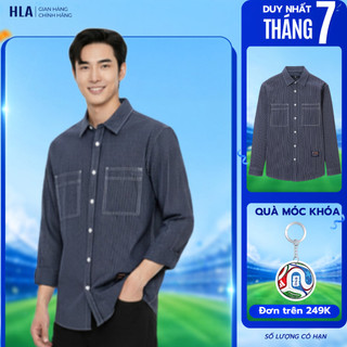 Áo Sơ Mi Nam Tay Dài HLA Dáng Rộng Kẻ Sọc – Vải Cotton Cao Cấp, Phù Hợp Phong Cách Layer Trẻ Trung
