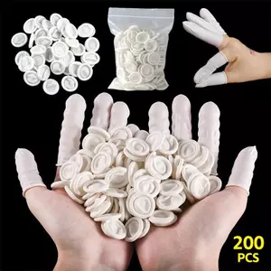 200 Cái / túi Dùng Một Lần Cao Su Cao Su Ngón Tay Cots Ngón Tay Bảo Vệ Găng Tay Bao Ngón Tay Thực Hành Móng Tay Bảo Vệ Tay Cots VN
