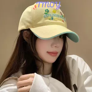 TMOY Nữ Thêu Hoa Mũ Bóng Chày Cotton Ngọt Ngào Ngoài Trời Tấm Che Đạt Đỉnh Mũ Chữ Hàn Quốc Màu Trơn Hip Hop Bố Nón TMOY