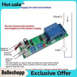 Belleshopp Mô-đun rơle hẹn giờ bật/tắt chu kỳ có thể điều chỉnh DC 5V 12V 24V(DC5V.0-30min)