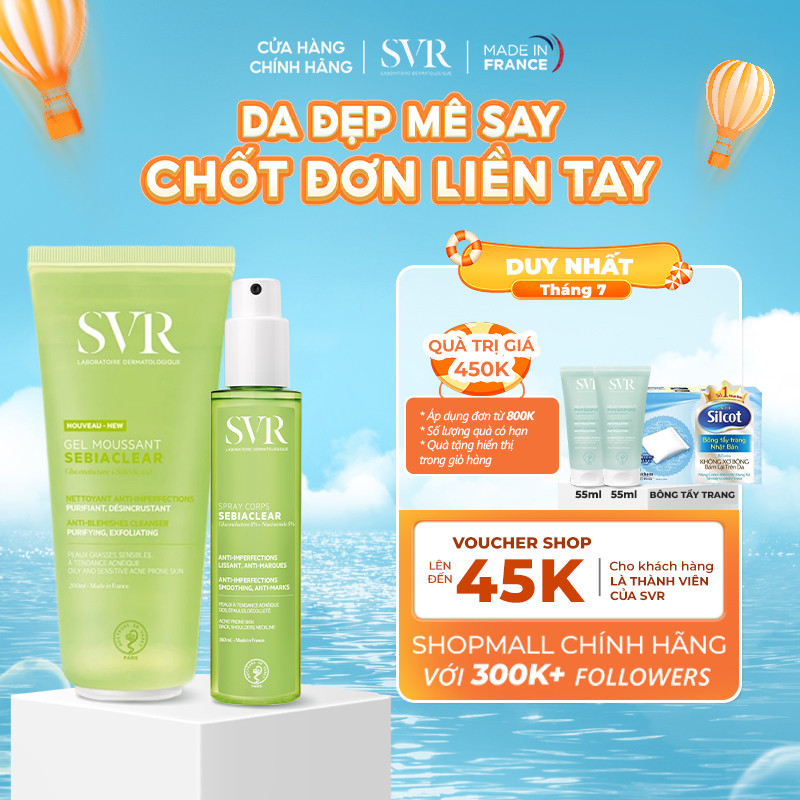 Combo giảm mụn cơ thể Gel Moussant 200ML và Xịt dưỡng da Spray Corps 150ML (CBG15)