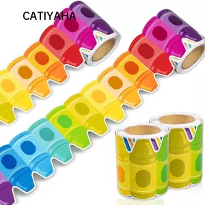 CATIYAHA 1 Cuộn Giấy Biên Giới, Giấy Tự Dính Bảng Phấn Bản Tin Biên Giới, Sáng Tạo DIY 3 Inch Viền Viền Miếng Dán Thủ Công Thủ Công