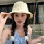 Mũ xô dệt rỗng nơ nữ mùa hè Phong cách mới Mũ xô mặt nhỏ Mũ che nắng Mũ chống nắng