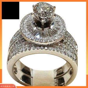 Một thế giới| 2 Cái / bộ Thời Trang Nữ Cubic Zirconia Tuyên Bố Đính Hôn Nhẫn Trang Sức