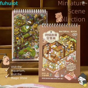 FUHUIOT Nhãn dán cảnh thu nhỏ, Dream Town 4.0 Series Nhãn dán phong cảnh Cảnh Sách, Nhãn dán PET Giấy xếp chồng lên nhau 3D Cabin House Decal Cottages Sách yên tĩnh Quà tặng trẻ em