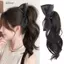 DELMER Đuôi ngựa xoăn gợn sóng dài, Tóc nối dài phong cách Hàn Quốc Màu đen nơ màu be tóc giả đuôi ngựa, Tiệc tóc đuôi ngựa lông tơ tự nhiên tổng hợp thanh lịch