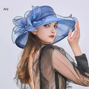 JULYHOT Vintage Organza Rộng Vành Mũ Dành Cho Nữ Nhà Thờ Mới Váy Cưới Cô Dâu Mũ Lưới Hoa Mũ Chống Nắng Đảng Đi Biển Mũ Massivedeals