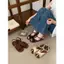 TT La Mã Bện Sandal Nữ Mùa Hè Da Thật Nêm Gót Vuông Ngón Chân Dây Đeo Sau Dép Dép Nữ Giày Đi Biển