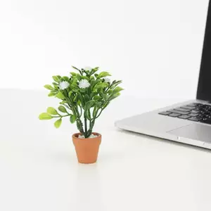 GE Thu Nhỏ Hoa Trắng Cây Xanh Chậu Cây Cảnh DIY Thủ Công Trang Trí Cho Nhà Búp Bê Trong Nhà Để Bàn Micro Garden Mẫu Trang Trí VN