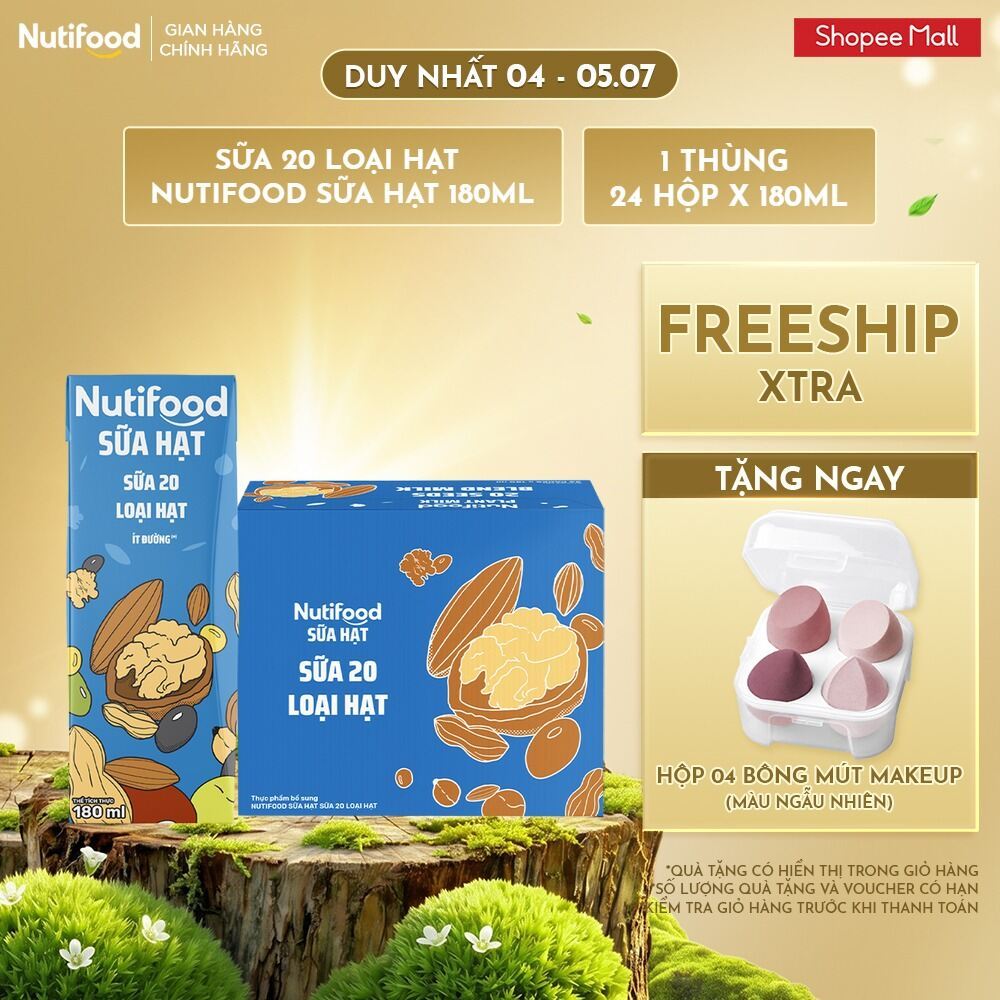 Thùng 24 Hộp Sữa 20 Loại Hạt Nutifood Sữa Hạt 180ml