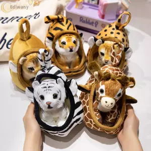 Búp Bê Thú Nhồi Bông EDIWANY, Sư Tử Bé Hổ Mô Phỏng Động Vật Sang Trọng Đồ Chơi, Mềm Mại Dễ Thương Với Tổ Nhà Da Báo Ném Gối Quà Tặng Sinh Nhật Trẻ Em