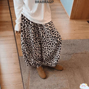 Quần in họa tiết da báo BRABRAA, Quần ống rộng co giãn eo cao, Chất lượng cao Nhẹ thoáng khí Crop Chiều dài dáng rộng vừa vặn Quần nữ