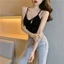 8823 Hot Girl Sling Cổ Chữ V Dài Đẹp Lưng Áo Vest Có Miếng Lót Ngực Quấn Ngực Chống chói Bên Ngoài Mặc Đế Top 0GMS