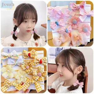 JVSUB 10 Cái / bộ Băng Đô Quấn Tóc Co Giãn, Phụ Kiện Tóc Băng Đô Nơ Lớn Dễ Thương, Dây Buộc Tóc Lưới Cao Su Ngọt Ngào Bé Gái
