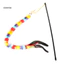 Pet Kitten Cat Teaser Rainbow Feather Stick Rod Chơi tương tác Đồ chơi vui nhộn