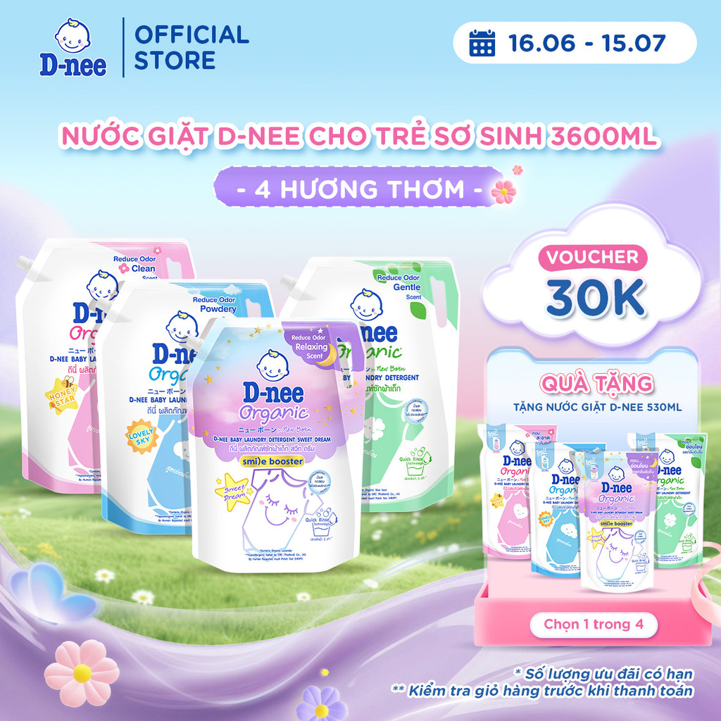 Nước giặt quần áo em bé D-nee 3600ML