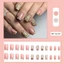 {WELV}24PCS FOR french Cat Eye Press On Nails Medium Length Nude Pink Glitter Gel
